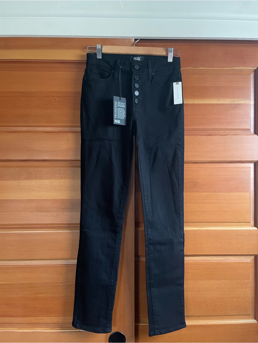 PAIGE Black High-Rise Skinny Jeans with Button Fly